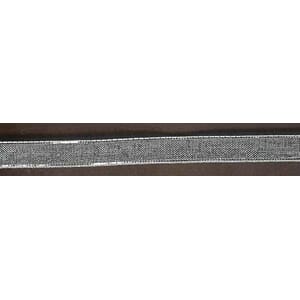 Bånd, hvit organza med sølv kant, 7mm x 50m