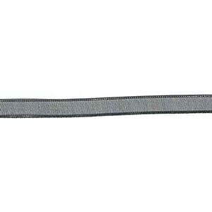 Bånd, sort organza med sølv kant, 7mm x 50m