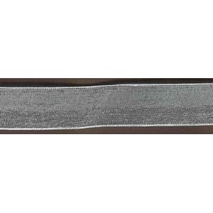 Bånd, hvit organza med sølv kant, 15mm x 25m