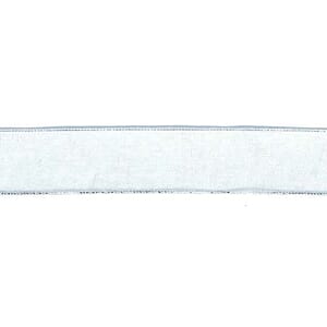 Bånd, sølv organza med sølv kant, 15mm x 25m
