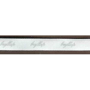 Bånd, hvit sateng med sølv bryllup, 9mm x 15m