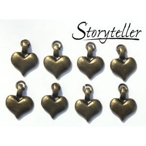 hjerte, oxidert gull, 8-pk