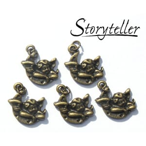 engel i måne, oxidert gull, 5-pk