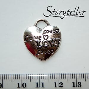 hjerte, 5stk, sølv metall