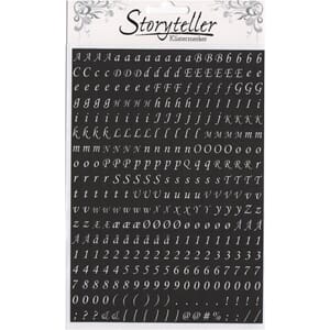 Tiny stickers, svart med hvite bokstaver