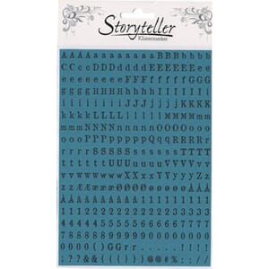 Tiny stickers, blå med svarte røffe bokstaver