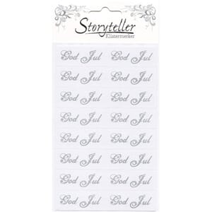 Stickers, hvite med sølv God jul