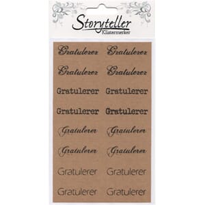 Stickers, kraft med svart Gratulerer