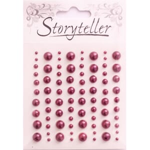 Halvperler, burgunderrød, 80 stk