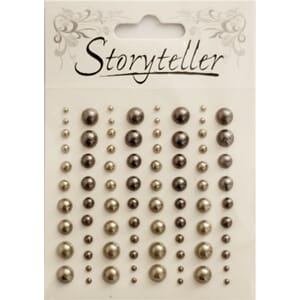 Halvperler, lys og mørk brun, 80 stk