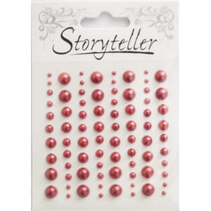 Halvperler, rød, 80 stk