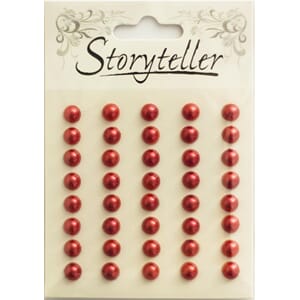 Halvperler, rød, 40 stk