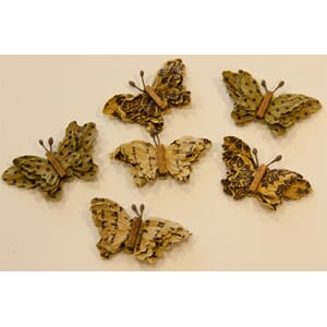 6 sommerfugler, vintage gul