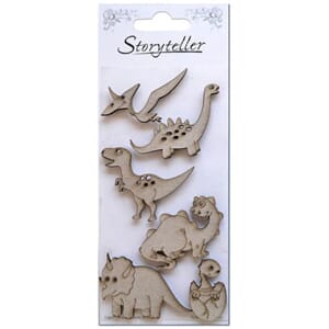 Chipboardfigurer - Dinosaurer, 6 stk