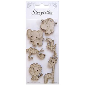 Chipboardfigurer - Ville dyr, 6 stk