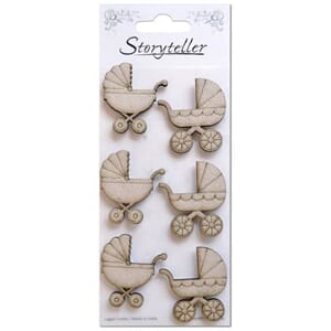 Chipboardfigurer - Barnevogner, 6 stk