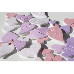 3D glitterhjerter, rosatoner