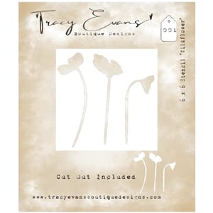 "Tracy Evans - ST001 - Stencil ""Wildflower"" 6 x 6 inches *