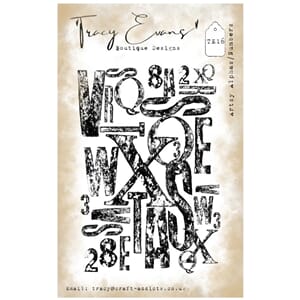 Tracy Evans - TE016 - Artsy Alpha/Numbers (A7 Stamp)
